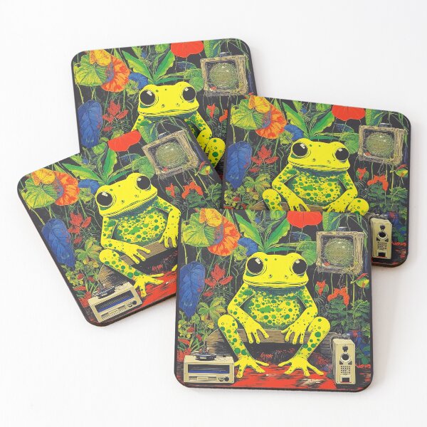 Item preview, Neon 1970's Inspired Frog and Computer Design designed and sold by Ashburnsmum2018.