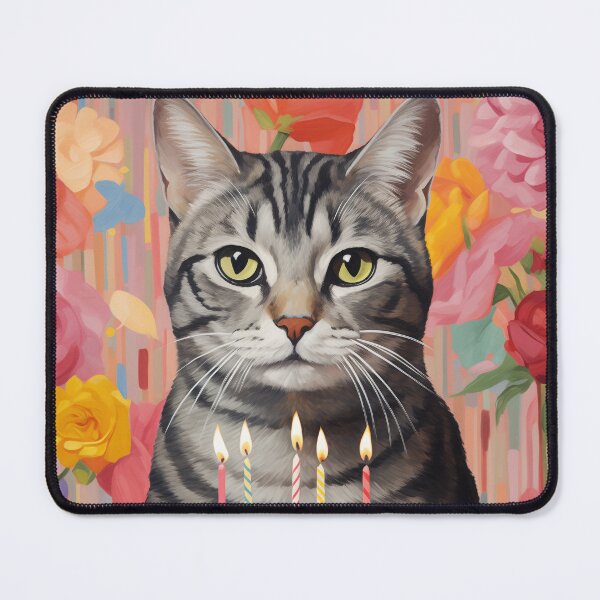 Item preview, American Shorthair Cat with Birthday Cake in painted style designed and sold by OddCorro.