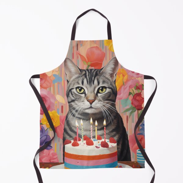 Item preview, American Shorthair Cat with Birthday Cake in painted style designed and sold by OddCorro.