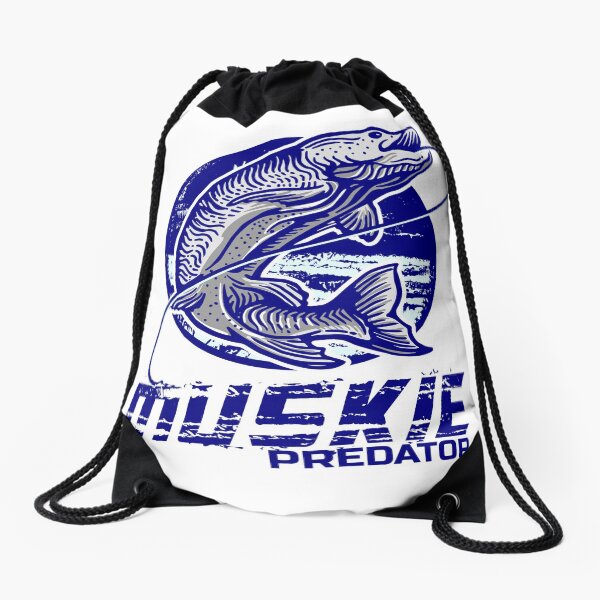 muskie predator 001 Drawstring Bag