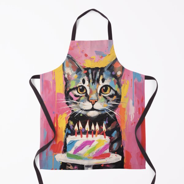 Item preview, American Shorthair Cat with Birthday Cake in painted style designed and sold by OddCorro.