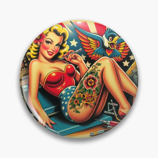 Item preview, Old School Tattoo Girl designed and sold by PulpVintage.