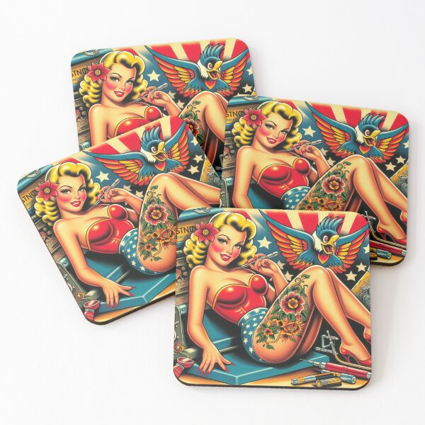Item preview, Old School Tattoo Girl designed and sold by PulpVintage.