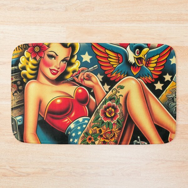 Artikelvorschau, Old-School-Tattoo-Girl entworfen und verkauft von PulpVintage.