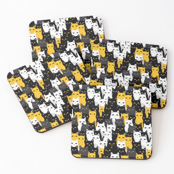 Item preview, Yellow, Black and White Cats Pattern designed and sold by Deepestblue.