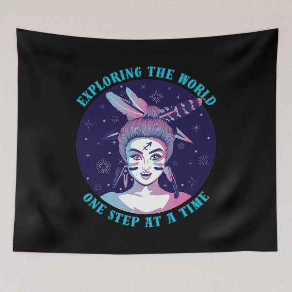 Item preview, Exploring The World One Step At A Time. sagittarius quote designed and sold by ZodiacWonders.