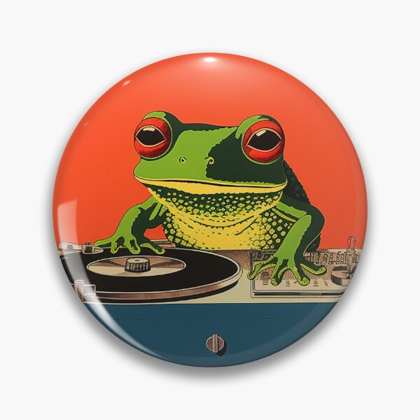 Item preview, Frog DJ Vinyl Record Neon Vintage Inspired Design designed and sold by Ashburnsmum2018.