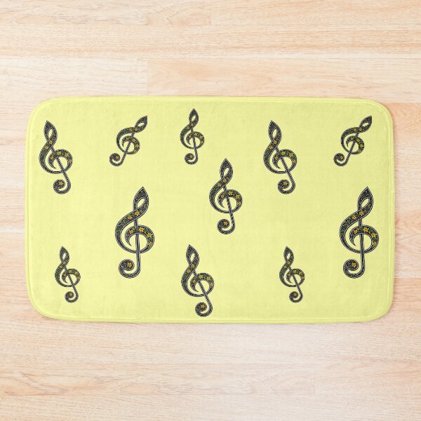 Item preview, Floral music notes treble clef yellow pattern #20 designed and sold by JosephinFelicia.