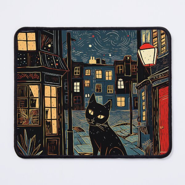 Item preview, Black Cat Retro Cafe Painting Inspired Design designed and sold by Ashburnsmum2018.