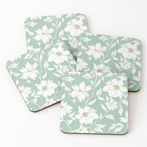 Item preview, White Flowers Vintage Green designed and sold by Winarrts.
