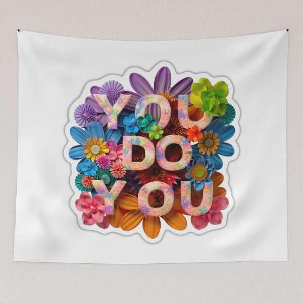 Item preview, YOU DO YOU Psychedelic Flower Power Retro Hippie Positive Art Affirmation Typography designed and sold by BadassBazaar.