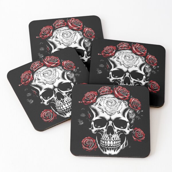 Item preview, Metalhead Skull and Red Roses designed and sold by PugD.