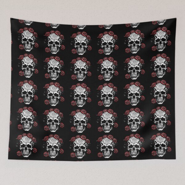 Item preview, Metalhead Skull and Red Roses designed and sold by PugD.
