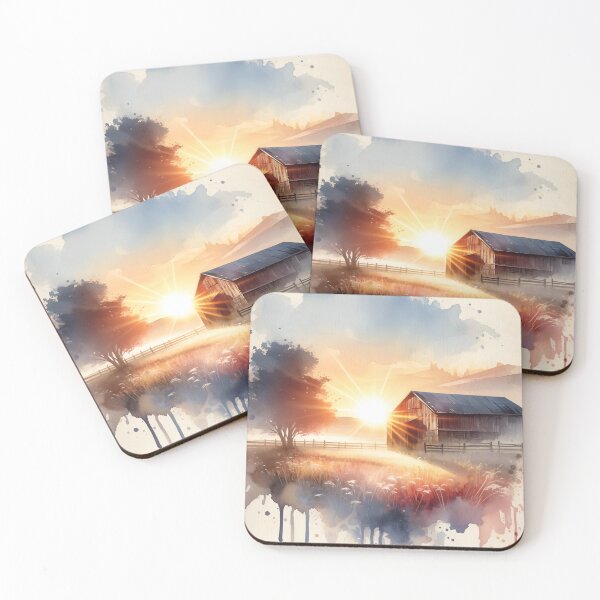 Item preview, Sunrise Barn - Beautiful Watercolor  designed and sold by DepictionDesign.