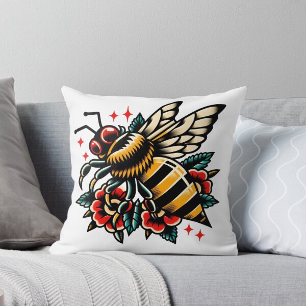 Item preview, Vintage Bee & Flowers Flash Tattoo Art Design designed and sold by BrianSaysDesign.