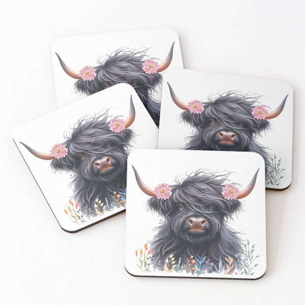 Item preview, Watercolor Black Highland Cow designed and sold by TheAnimalZ00.