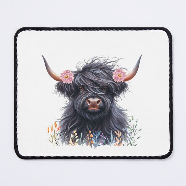 Item preview, Watercolor Black Highland Cow designed and sold by TheAnimalZ00.