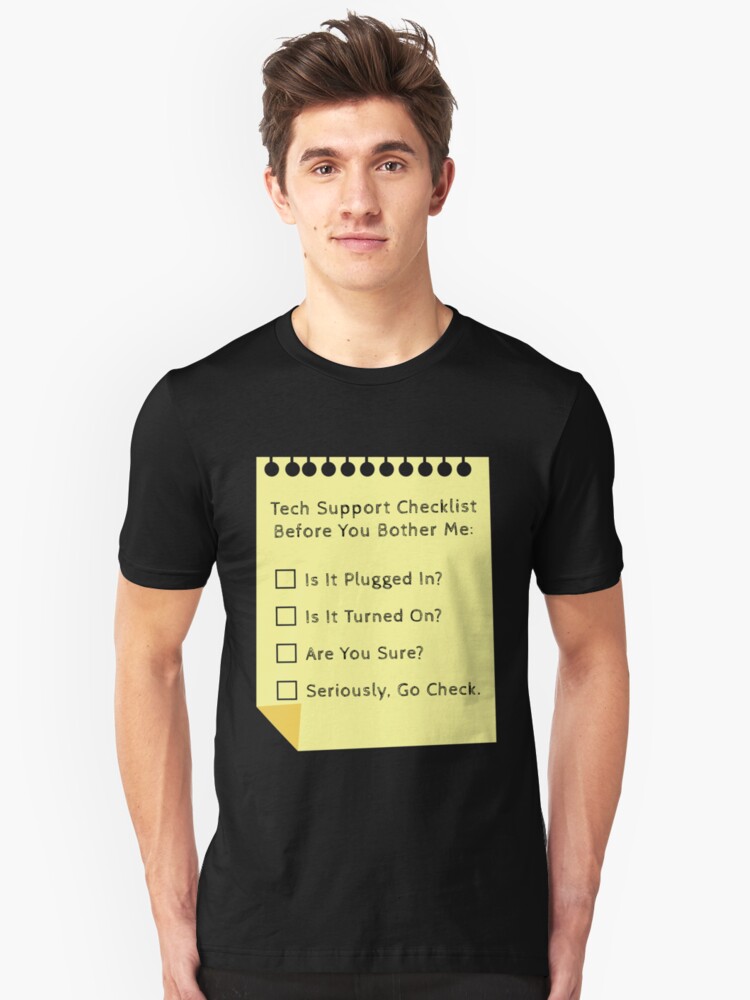 Tech Support Checklist Funny Helpdesk It Engineer T Shirt By