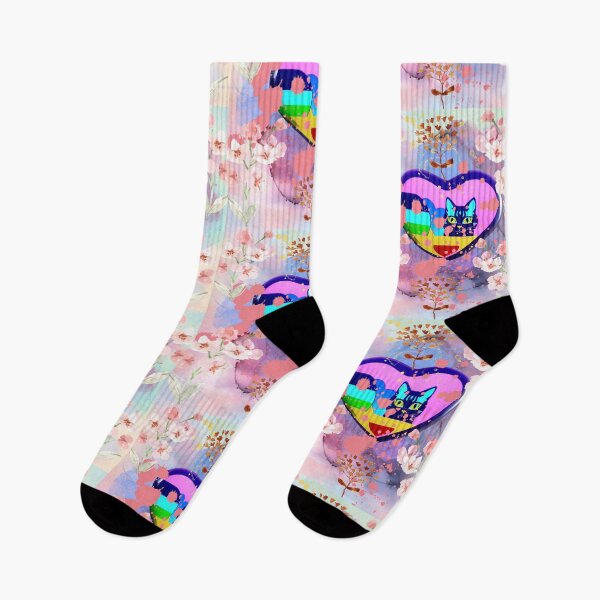 Item preview, A cat heart immersed in floral pattern -an awful design for new year designed and sold by Sparkdesigner2.