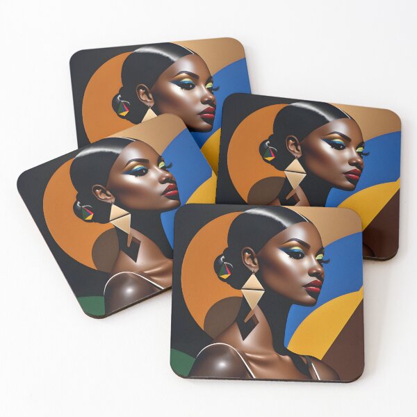 Item preview, Abstract African Beauty - Geometric Vintage Fashion Portrait designed and sold by whimsiqueer.