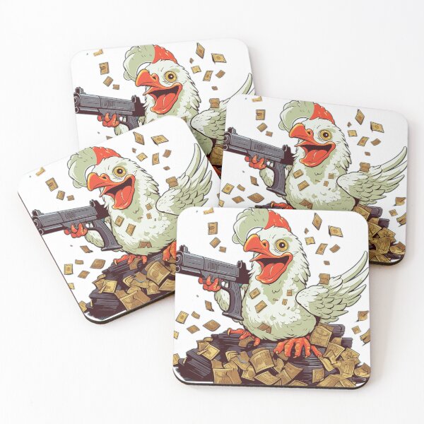 Item preview, "Cheeky Chicken Money Shoot: Cartoonish Fun and Mischief in Graphic Illustration" designed and sold by Huycao211.