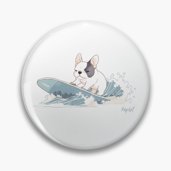 Item preview, French bulldog pup surfing on a wave designed and sold by TryPupArt.