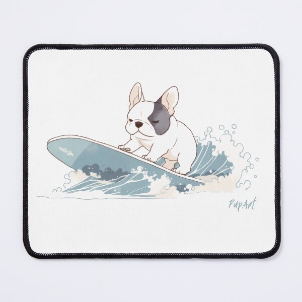 Item preview, French bulldog pup surfing on a wave designed and sold by TryPupArt.