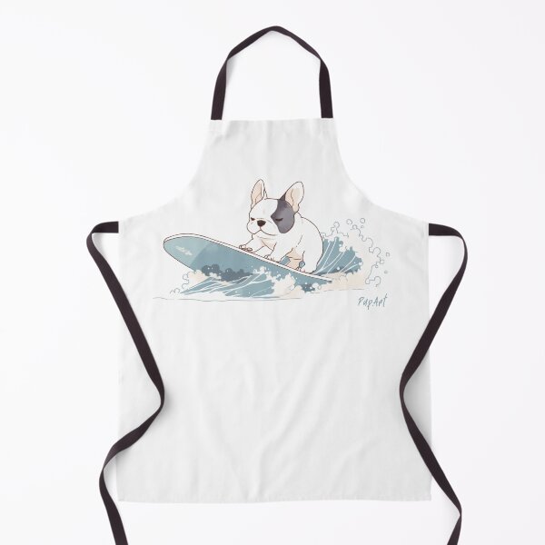 Item preview, French bulldog pup surfing on a wave designed and sold by TryPupArt.
