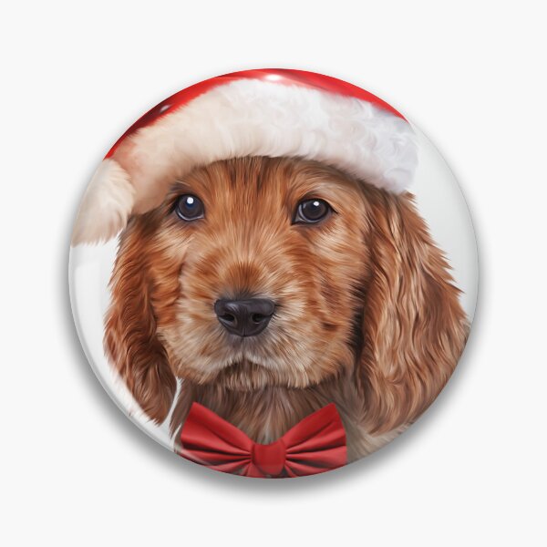 Artikelvorschau, Zeichnender Hund Englischer Cocker Spaniel im roten Hut des Weihnachtsmanns entworfen und verkauft von bonidog.