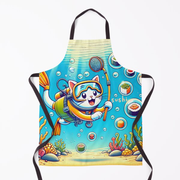 Item preview, Scuba Diving Cat and Sushi Adventure designed and sold by inkArtistryfine.