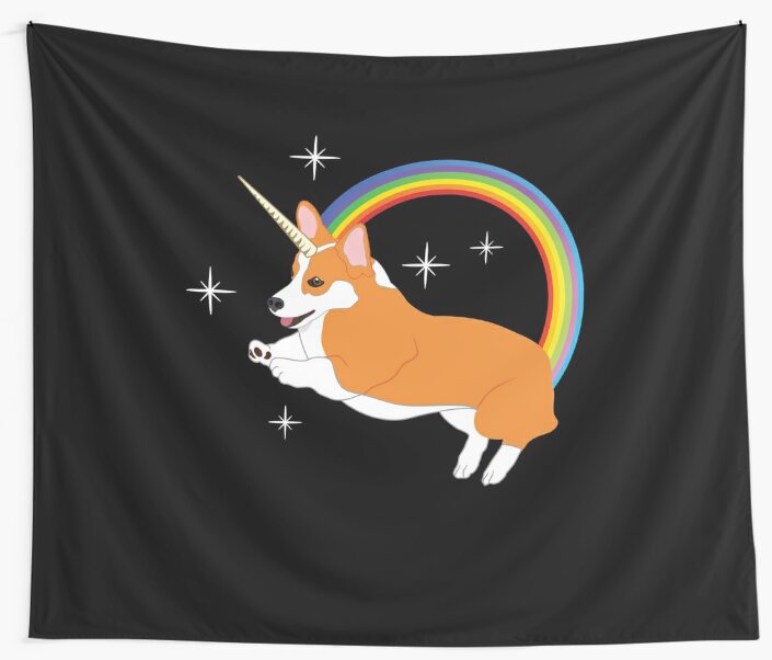 undercover corgi in unicorn