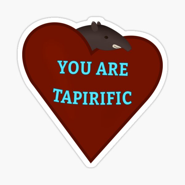 Vista previa del artículo con la obra «Lindo Tapir de Montaña Tapirus pinchaque Corazón Rojo Oscuro Eres Tapirific», diseñado y vendido por ThatIsSomething.