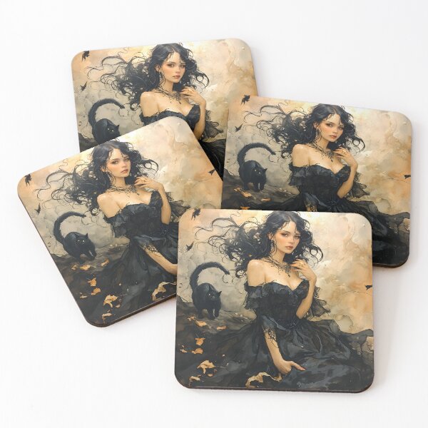 Item preview, Gothic Elegance with Black Cat designed and sold by inkArtistryfine.