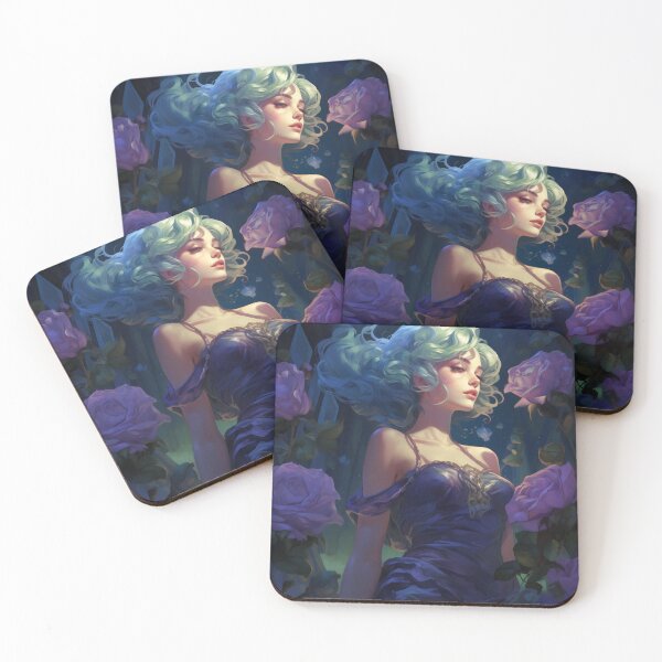 Item preview, Midnight Bloom: A Portrait Amidst Lavender Roses designed and sold by oanaunciuleanu.