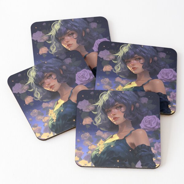 Item preview, Midnight Bloom: A Portrait Amidst Lavender Roses designed and sold by oanaunciuleanu.