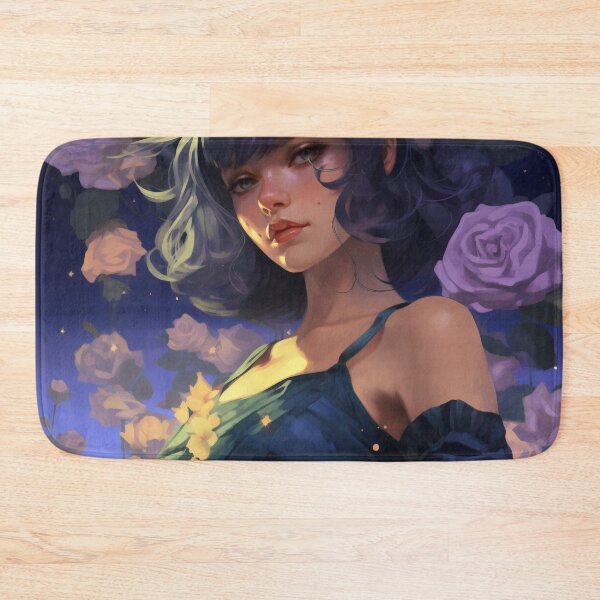 Item preview, Midnight Bloom: A Portrait Amidst Lavender Roses designed and sold by oanaunciuleanu.