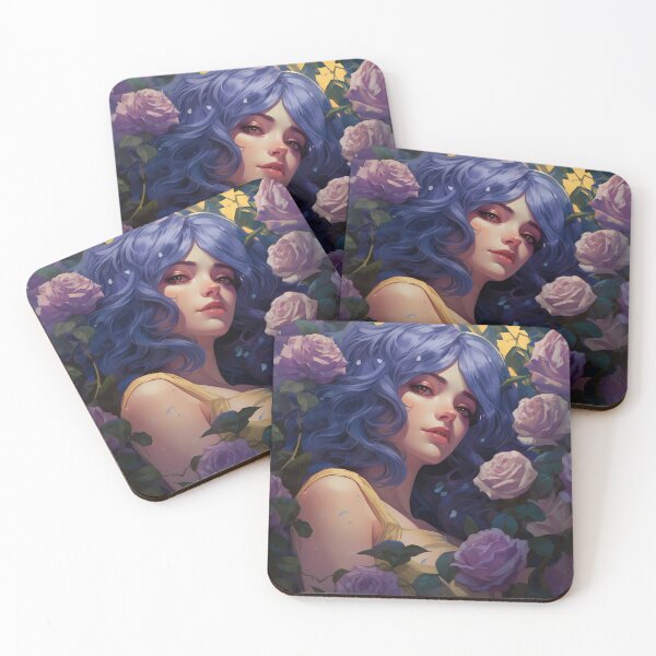 Item preview, Midnight Bloom: A Portrait Amidst Lavender Roses designed and sold by oanaunciuleanu.