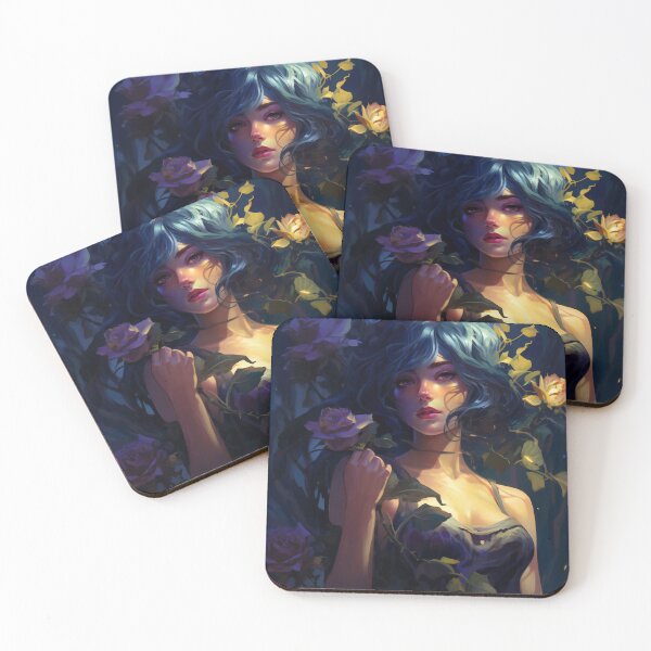Item preview, Midnight Bloom: A Portrait Amidst Lavender Roses designed and sold by oanaunciuleanu.