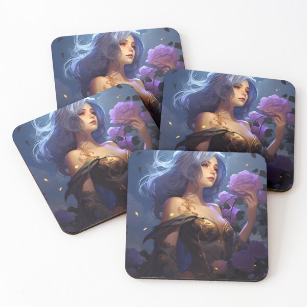 Item preview, Midnight Bloom: A Portrait Amidst Lavender Roses designed and sold by oanaunciuleanu.