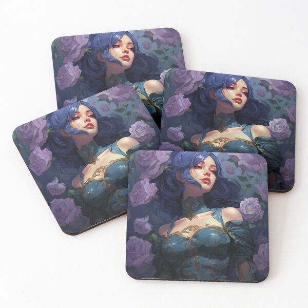 Item preview, Midnight Bloom: A Portrait Amidst Lavender Roses designed and sold by oanaunciuleanu.