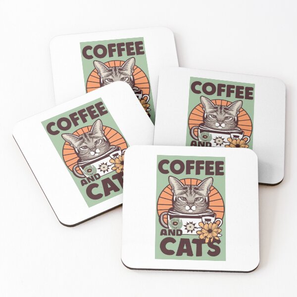 Item preview, coffee and cats v22 designed and sold by FenwickDesign99.