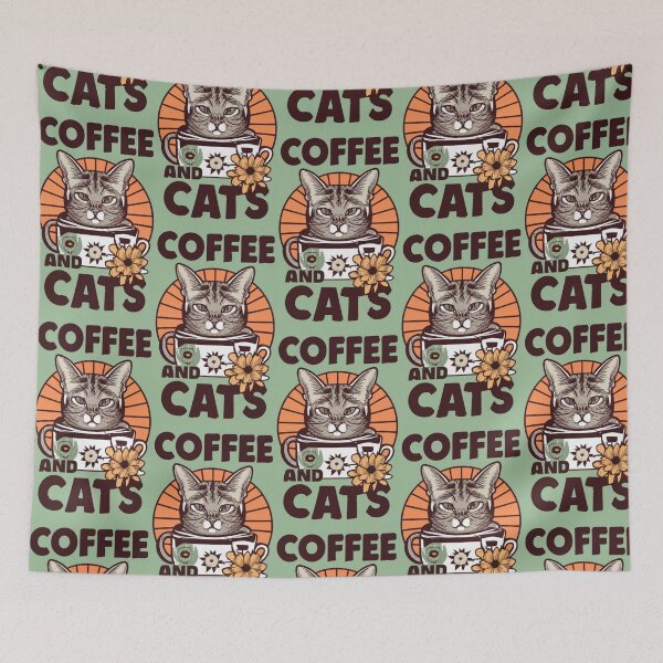 Item preview, coffee and cats v22 designed and sold by FenwickDesign99.
