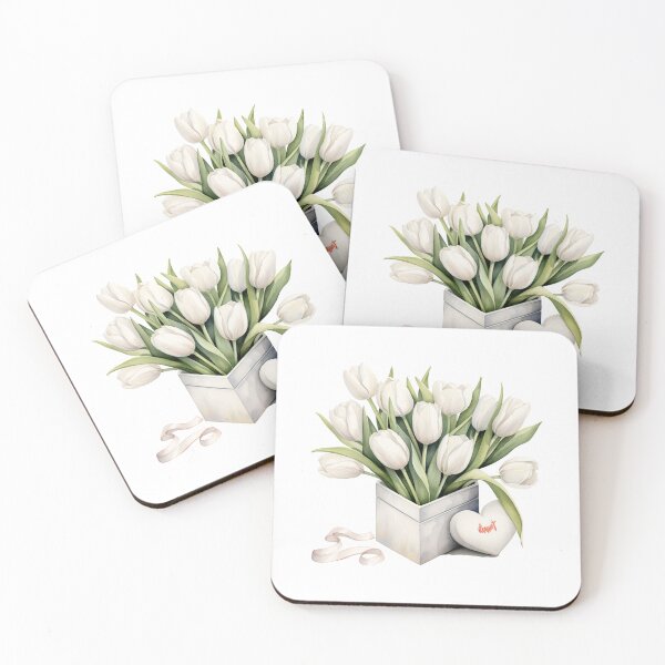 Item preview, White Valentine's Day Flowers Bouquet Tulips Heart designed and sold by My-Magic-World.