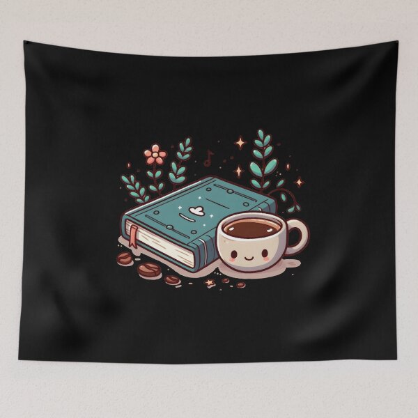 Artikelvorschau, Book and Coffee, Cute Books, Kawaii Coffee, Bookish, Book girl, Bookworm entworfen und verkauft von ShoniwDesigns.