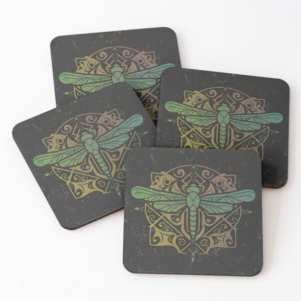 Item preview, Dragonfly Green And Gold Grunge Logo designed and sold by DragonRealms.