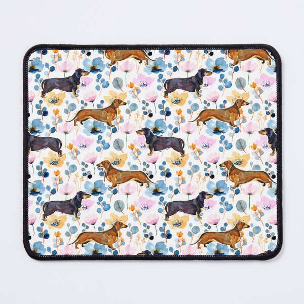 Item preview, Dachshund floral and Cosmos flower watercolor pattern DOFLO7 designed and sold by BeebooDesign.
