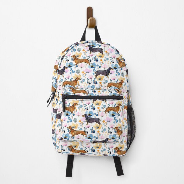 Item preview, Dachshund floral and Cosmos flower watercolor pattern DOFLO7 designed and sold by BeebooDesign.