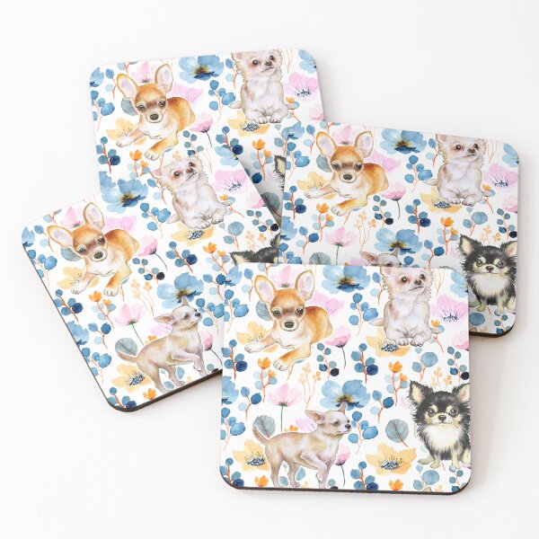 Item preview,  Chihuahua cute floral and Cosmos flower watercolor pattern DOFLO3 designed and sold by BeebooDesign.