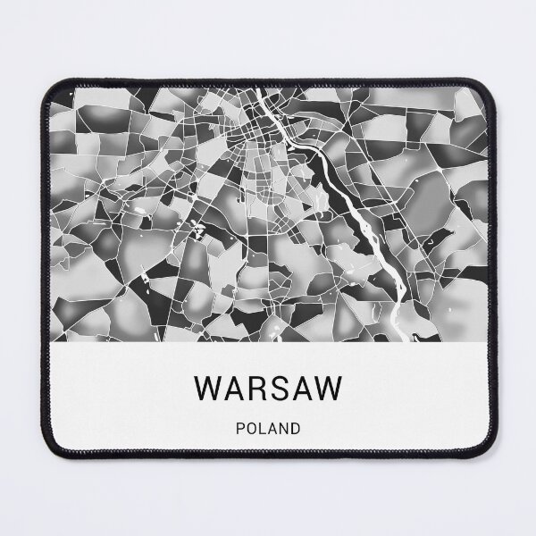 Item preview, Warsaw Poland Named City Map - Black and White Monochrome designed and sold by StylishStacks.
