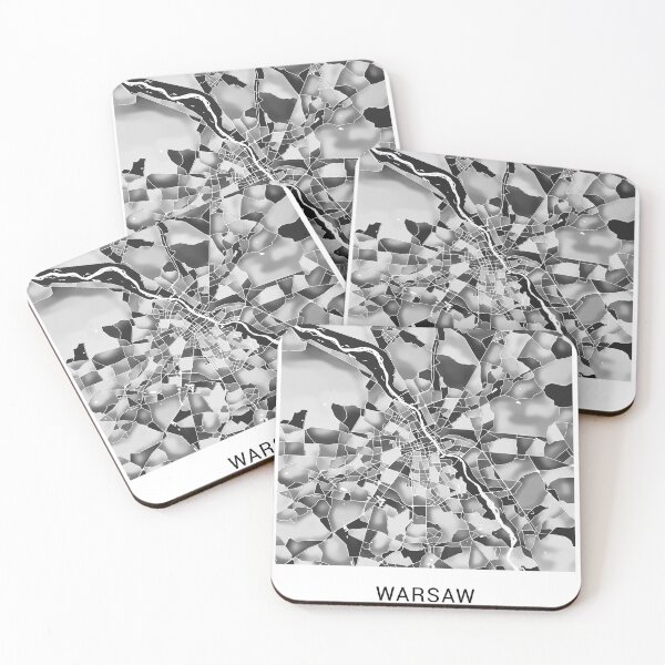 Item preview, Warsaw Poland Named City Map - Black and White Monochrome designed and sold by StylishStacks.
